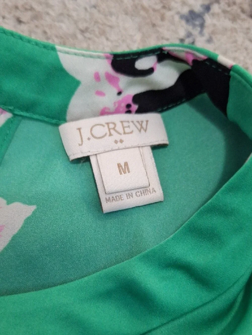 J.Crew Women's Green Punk Floral Open Back Blouse Size Medium